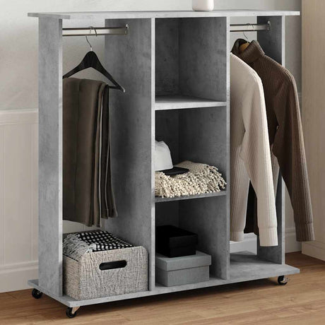 Vidaxx garderobe med hjul 102x38x110 cm konstrueret træ betongrå