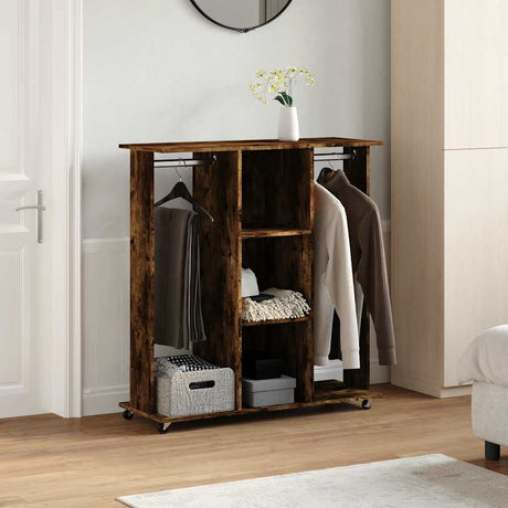 Vidaxx garderobeskab med hjul 102x38x110 cm forarbejdet træ røget eg