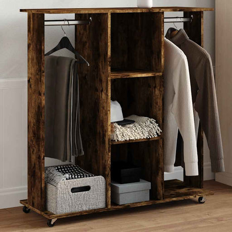 Vidaxx garderobeskab med hjul 102x38x110 cm forarbejdet træ røget eg