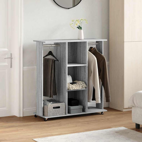 Vidaxxl garderobe med hjul 102x38x110 cm trægrå sonoma eg