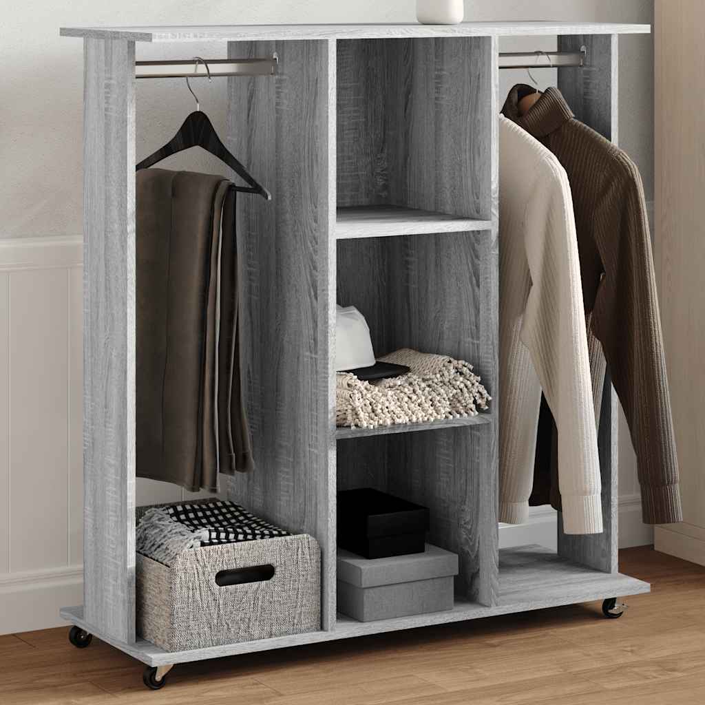 Vidaxxl garderobe med hjul 102x38x110 cm trægrå sonoma eg