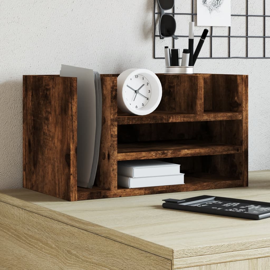 VidaXL skrivebordsorganisator 44,5x24x25 cm forarbejdet træ, røget eg farve