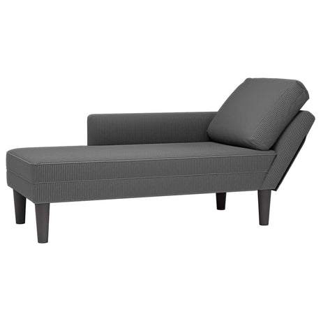 Vidaxl chaise longue met kussen corduroy stof donkergrijs