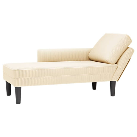 Vidaxl chaise longue met kussen corduroy stof crèmekleurig