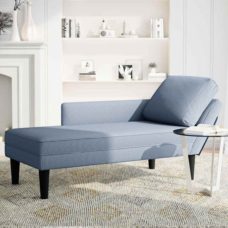 Vidaxl chaise longue met kussen corduroy stof blauw