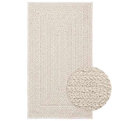 VidaXL tæppe zizur creme indendørs og udendørs 60x110 cm jute look