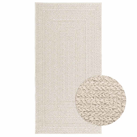VidaXL tæppe zizur creme indendørs og udendørs 80x150 cm jute look