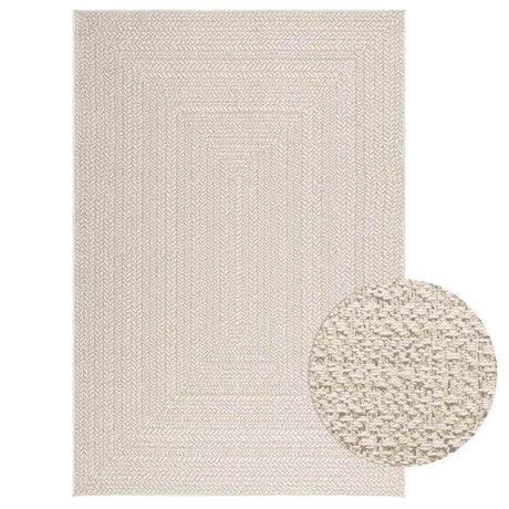 VidaXL tæppe zizur creme indendørs og udendørs 140x200 cm jute look