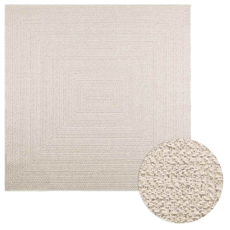 VidaXL tæppe zizur creme indendørs og udendørs 200x200 cm jute look