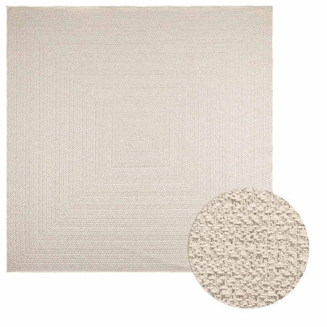 VidaXL tæppe zizur creme indendørs og udendørs 240x240 cm jute look