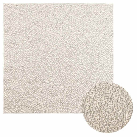 VidaXL tæppe zizur creme indendørs og udendørs 120x120 cm jute look