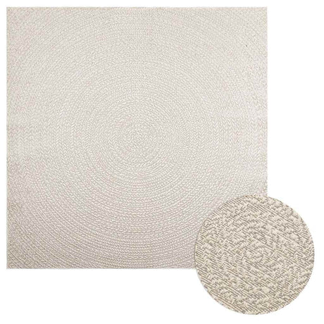 VidaXL tæppe zizur creme indendørs og udendørs 200x200 cm jute look