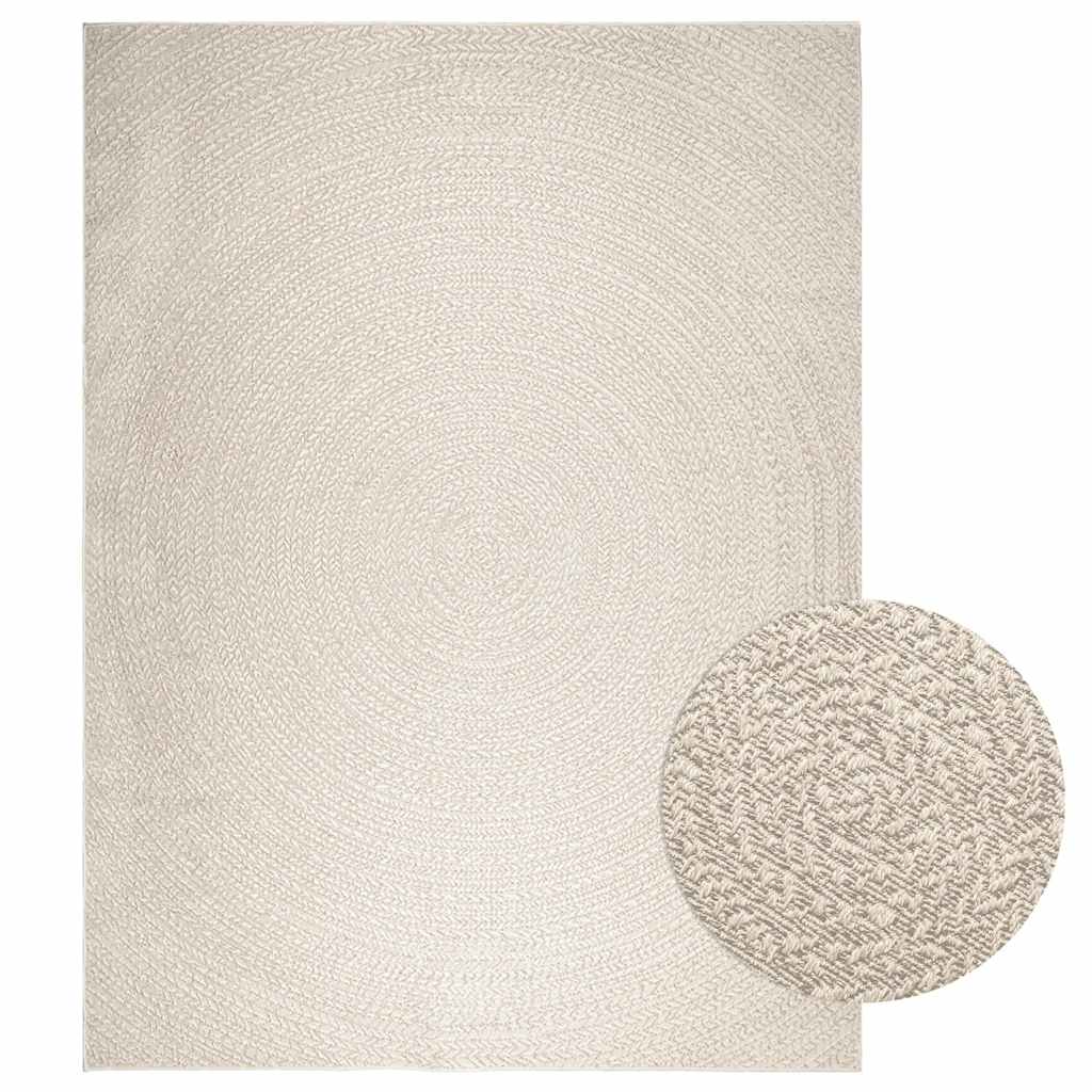 VidaXL tæppe zizur creme indendørs og udendørs 240x340 cm jute look