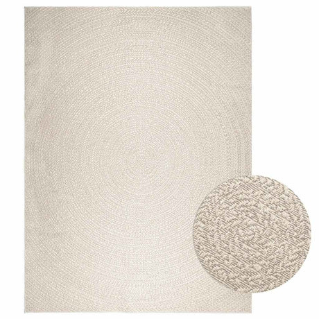 VidaXL tæppe zizur creme indendørs og udendørs 240x340 cm jute look