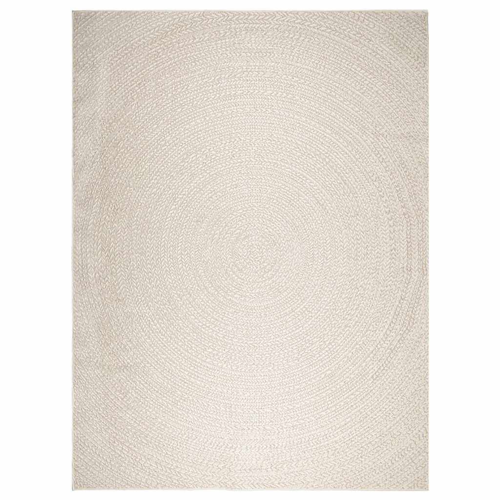 VidaXL tæppe zizur creme indendørs og udendørs 240x340 cm jute look