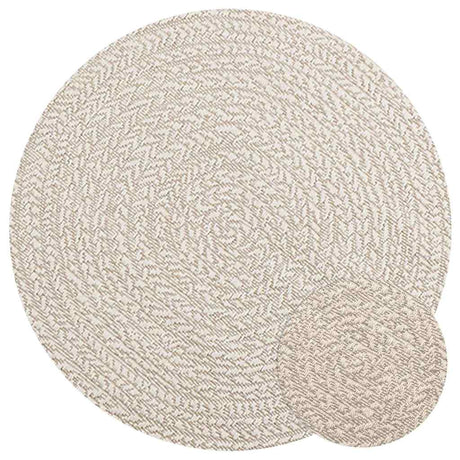 Vidaxxl tæppe zizur creme indvendig og udvendig ø 90 cm jute look