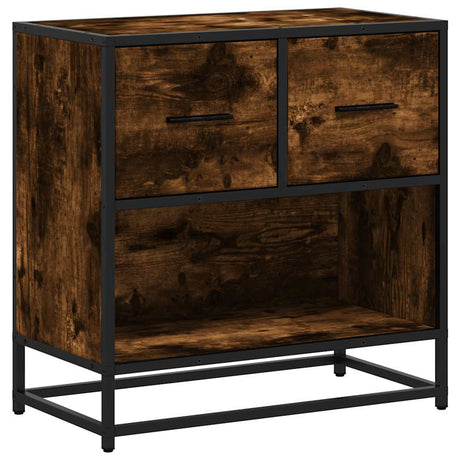 Vidaxl nachtkastje 60x31x60 cm bewerkt hout en metaal gerookt eiken