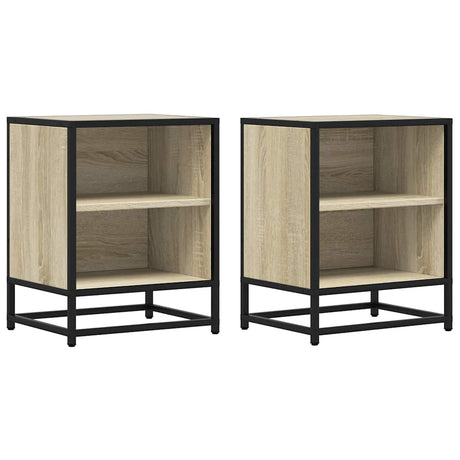 Vidaxl nachtkastjes 2st 40x31x50cm bewerkt hout en metaal sonoma eiken