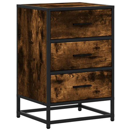 Vidaxl nachtkastje 40x34,5x60 cm bewerkt hout en metaal gerookt eiken