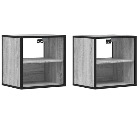 Vidaxl nachtkastjes 2st wandgemonteerd 40x31x39,5cm grijs sonoma eiken