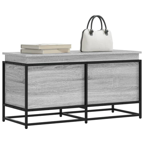 Vidaxxl opbevaringsboks med låg 100x40x51,5 cm forarbejdet trægrå sonoma