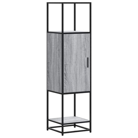 Vidaxl hoge kast 35,5x35x139 cm bewerkt hout en metaal grijs sonoma