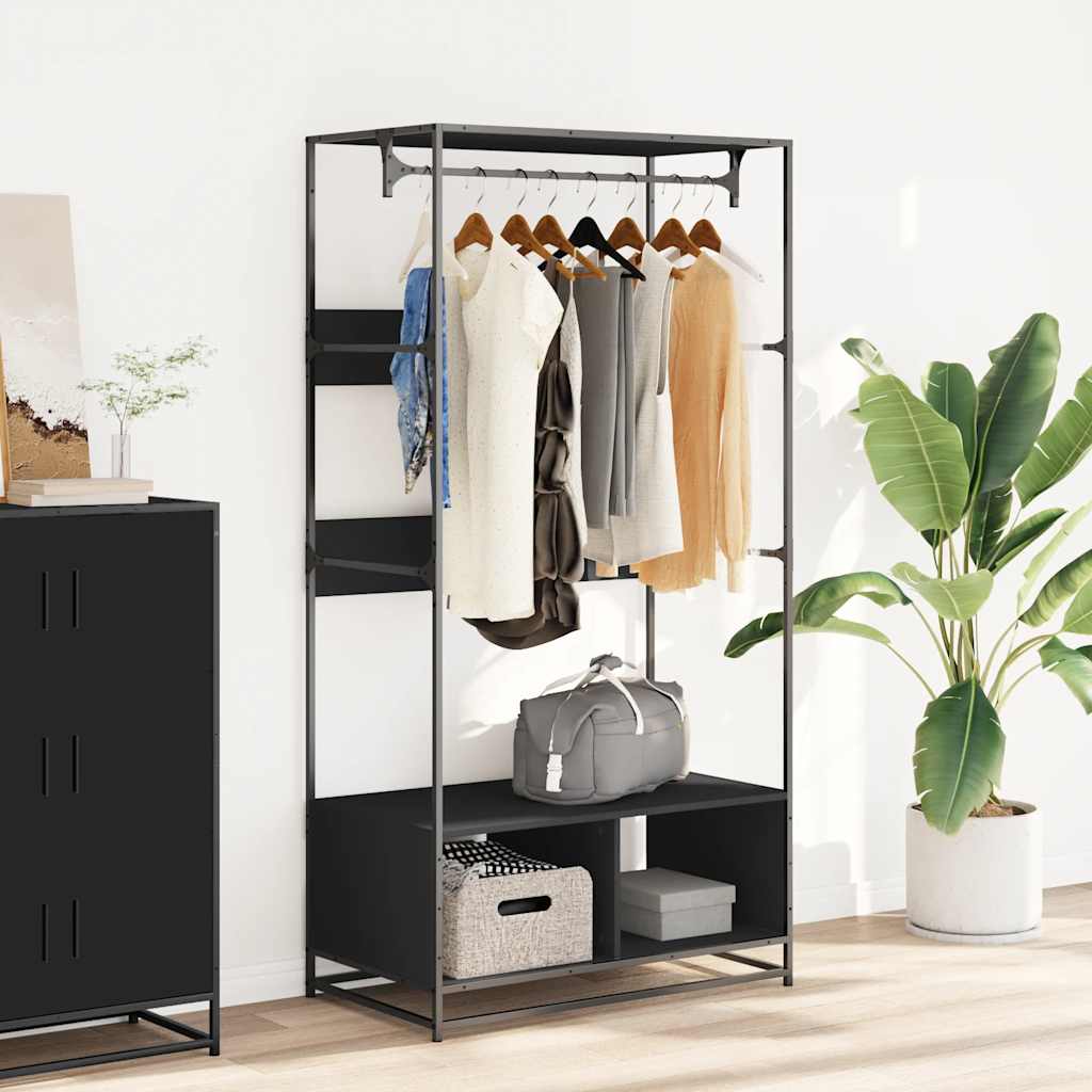 VidaXL garderobe 90x50x180 cm færdig træ sort