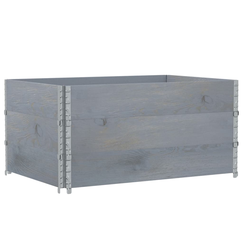 VidaXL Pallekraver 3 stk 120x80 cm massiv fyrretræ grå