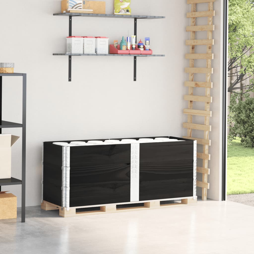 VidaXL Palletoprammer 3 stk 150x50 cm massiv fyrretræ sort
