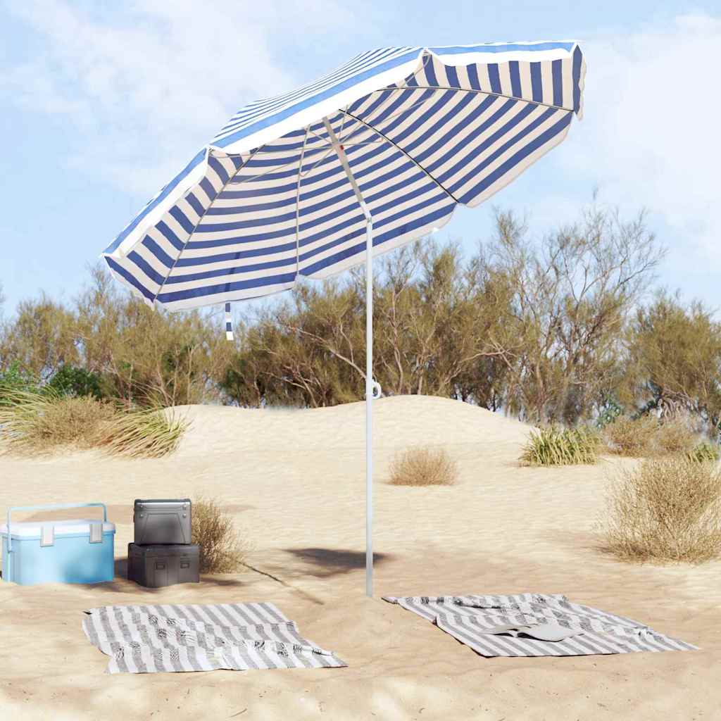 VidaXL strandparasol blå og hvid 263 x 263 x 272 cm