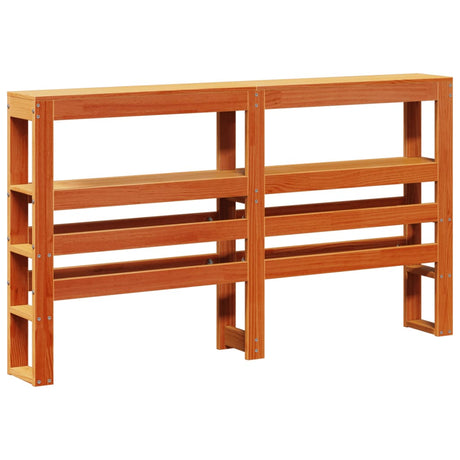 Vidaxl hoofdbord met schappen 150 cm massief grenenhout wasbruin