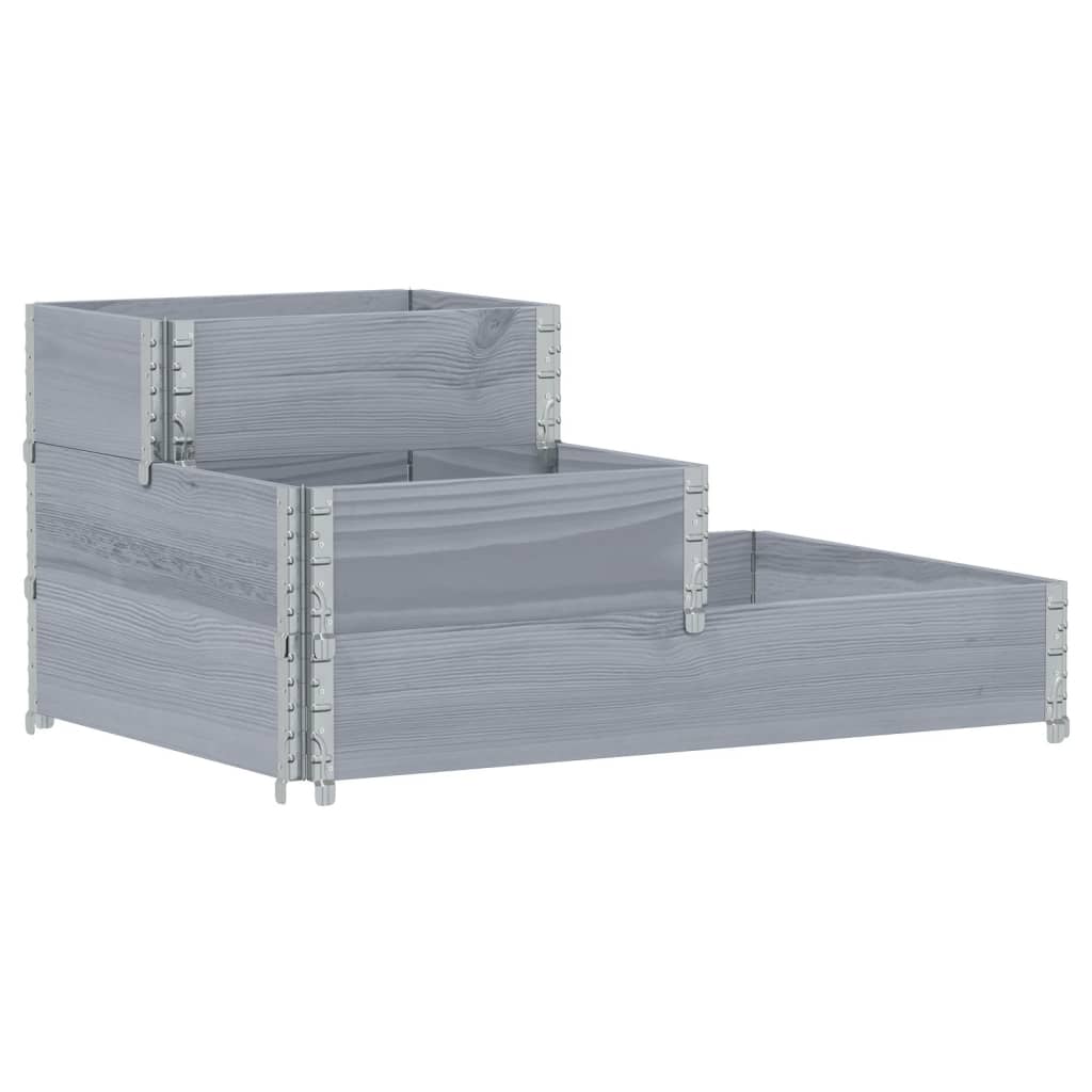 Vidaxx hævet plantekasse 3-lags 120x80 cm massiv fyrretræ grå