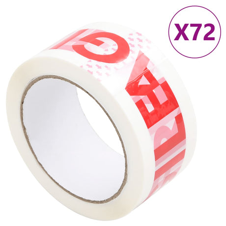 Vidaxl emballagetape 72 stk med skrøbeligt print 48 mm x 66 m hvid