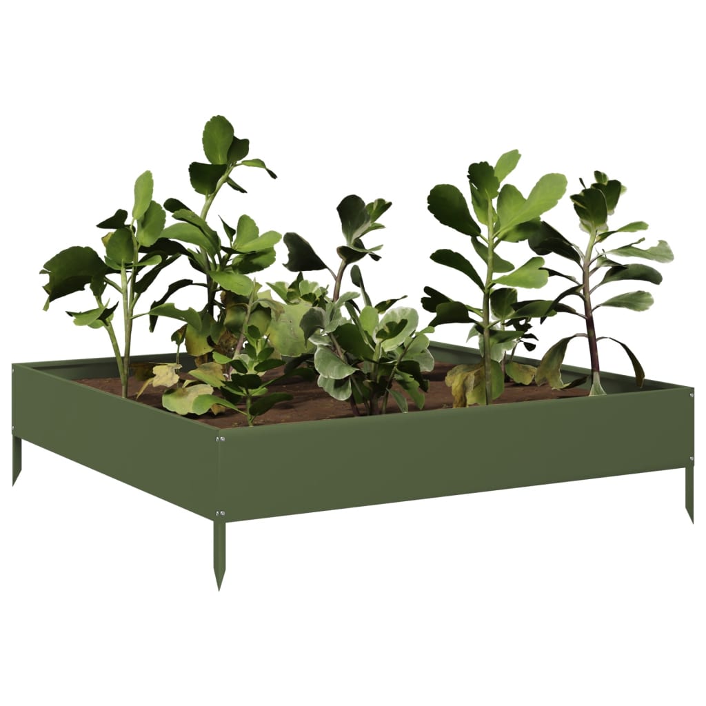 Vidaxx plantekasse hævet 100x100x26 cm stål olivengrøn