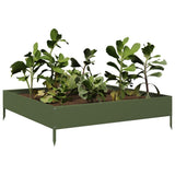 Vidaxx plantekasse hævet 100x100x26 cm stål olivengrøn
