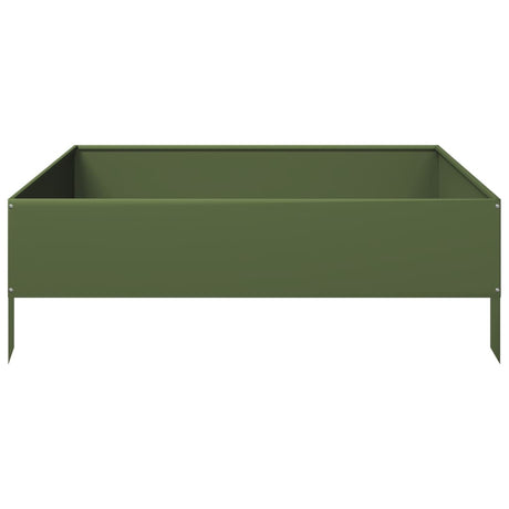Vidaxx plantekasse hævet 100x100x33,5 cm stål olivengrøn