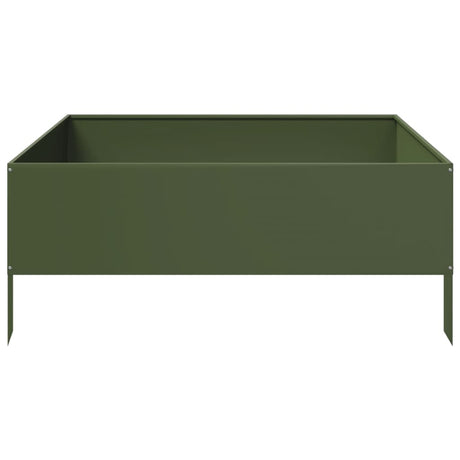 VidaXL plantekasse hævet 100x100x25 cm stål olivengrøn