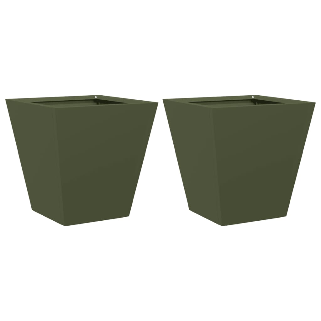 Vidaxx plantekasser 2 stk 30x30x30 cm stål olivengrøn