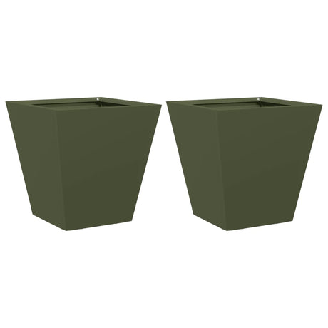 Vidaxx plantekasser 2 stk 30x30x30 cm stål olivengrøn