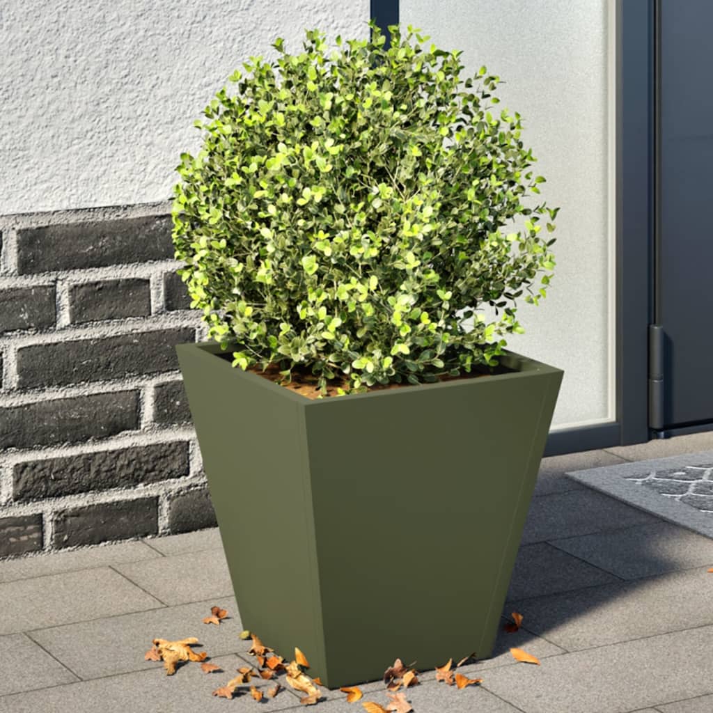 Vidaxx plantekasser 2 stk 30x30x30 cm stål olivengrøn