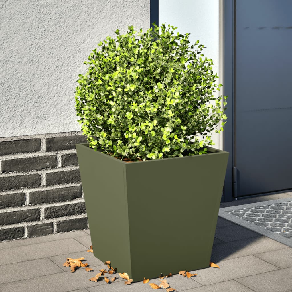 Vidaxx plantekasse 40x40x40 cm stål olivengrøn