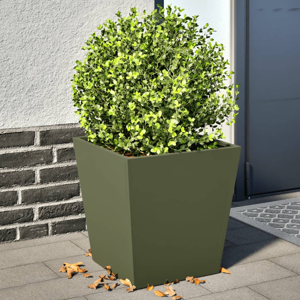 Vidaxx plantekasser 2 stk 40x40x40 cm stål olivengrøn