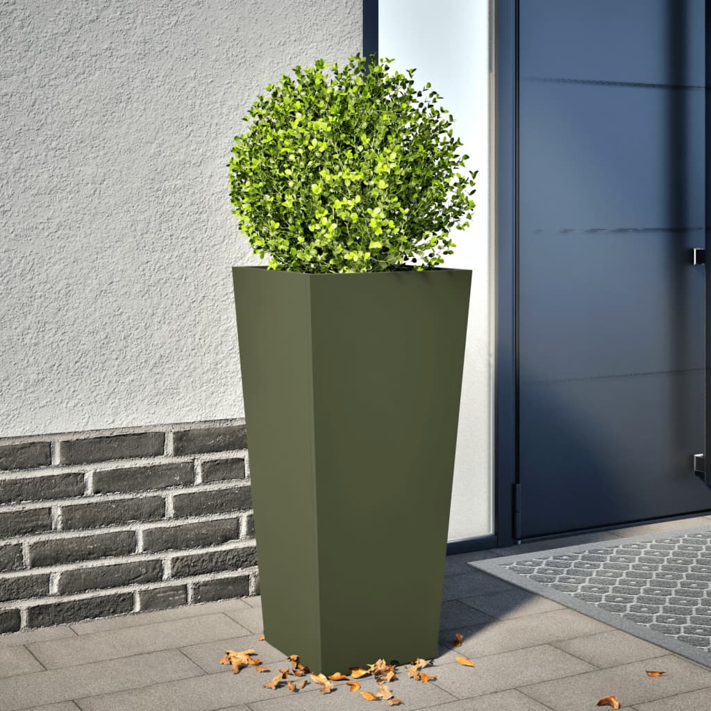 Vidaxx plantekasse 35x35x75 cm stål olivengrøn