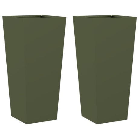 Vidaxx plantekasser 2 stk 35x35x75 cm stål olivengrøn