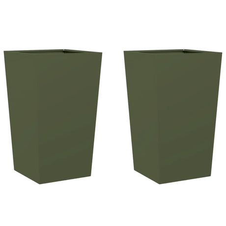 Vidaxx plantekasser 2 stk 45x45x75 cm stål olivengrøn