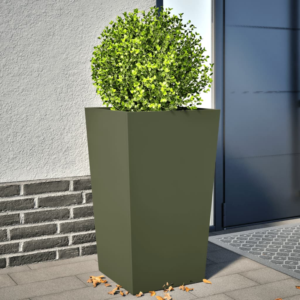 Vidaxx plantekasser 2 stk 45x45x75 cm stål olivengrøn