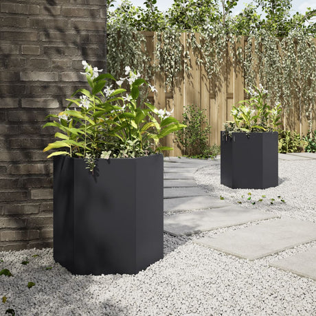 Vidaxx plantekasser 2 stk sekskant 46x40x45 cm stål sort