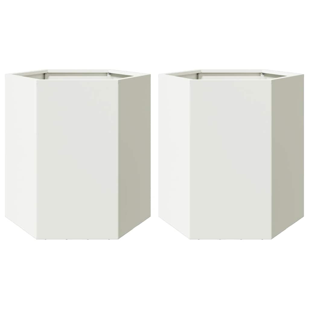 Vidaxx plantekasser 2 stk sekskant 46x40x45 cm stål hvid