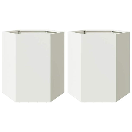 Vidaxx plantekasser 2 stk sekskant 46x40x45 cm stål hvid