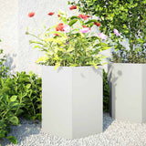 Vidaxx plantekasser 2 stk sekskant 46x40x45 cm stål hvid